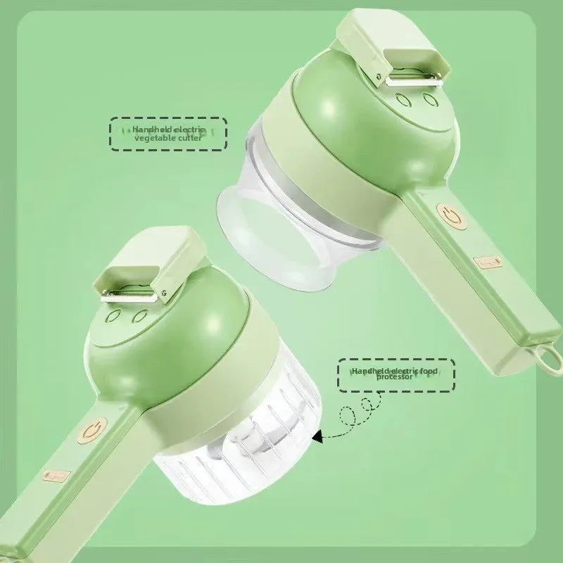 4In1 Electric Vegetable Cutter Set Handheld Wireless Electric Garlic Masher Food Chopper Meat Grinder Machine Food Peel Slice