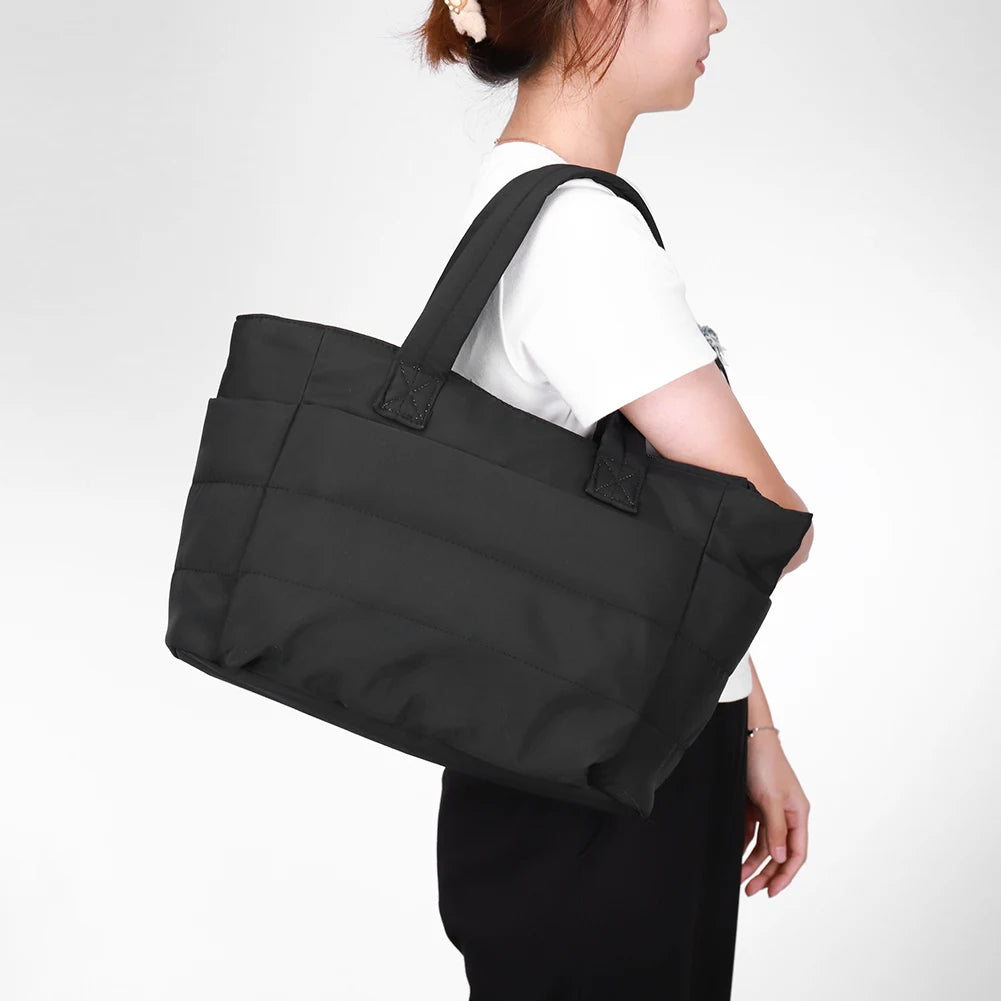 Puffer Tote Bag for Women Lightweight Down Cotton Padded Crossbody Bag Large Capacity Handbag Puffy Purse for Shopping Travel ?-World Bazaar Life