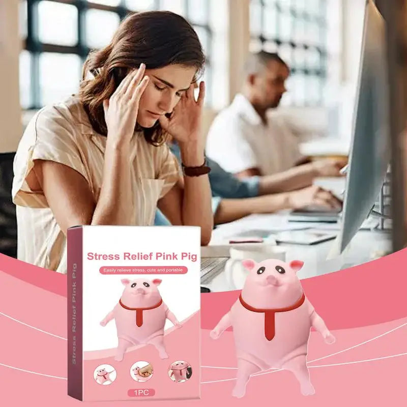 Cute Pink Pig Stress Relief Toy – Squeezable Animal Doll for Fun