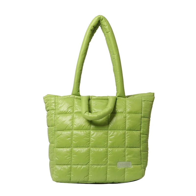 Puffer Tote Bag for Women Lightweight Down Cotton Padded Crossbody Bag Large Capacity Handbag Puffy Purse for Shopping Travel 