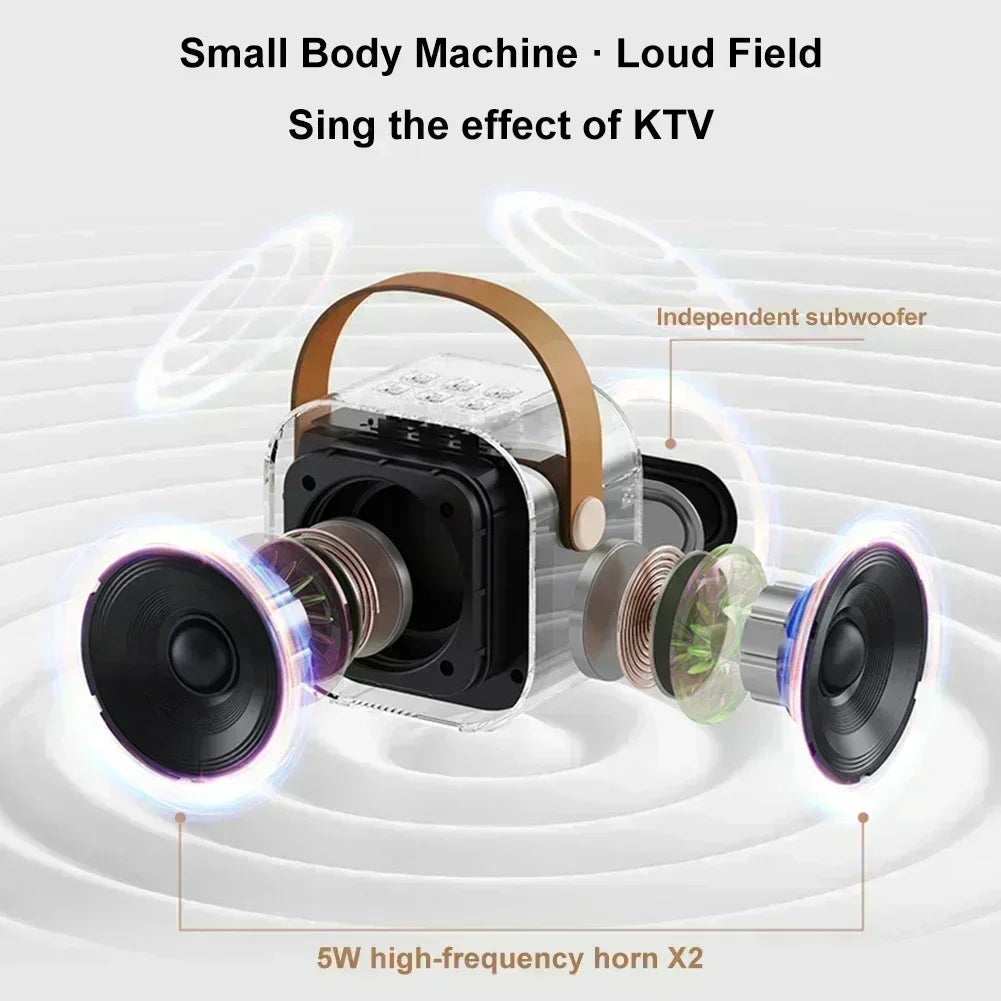 K12 Bluetooth Karaoke Machine Portable 5.3 PA Speaker System with 1-2 Wireless Microphones Home Family Singing Children's Gifts-World Bazaar Life