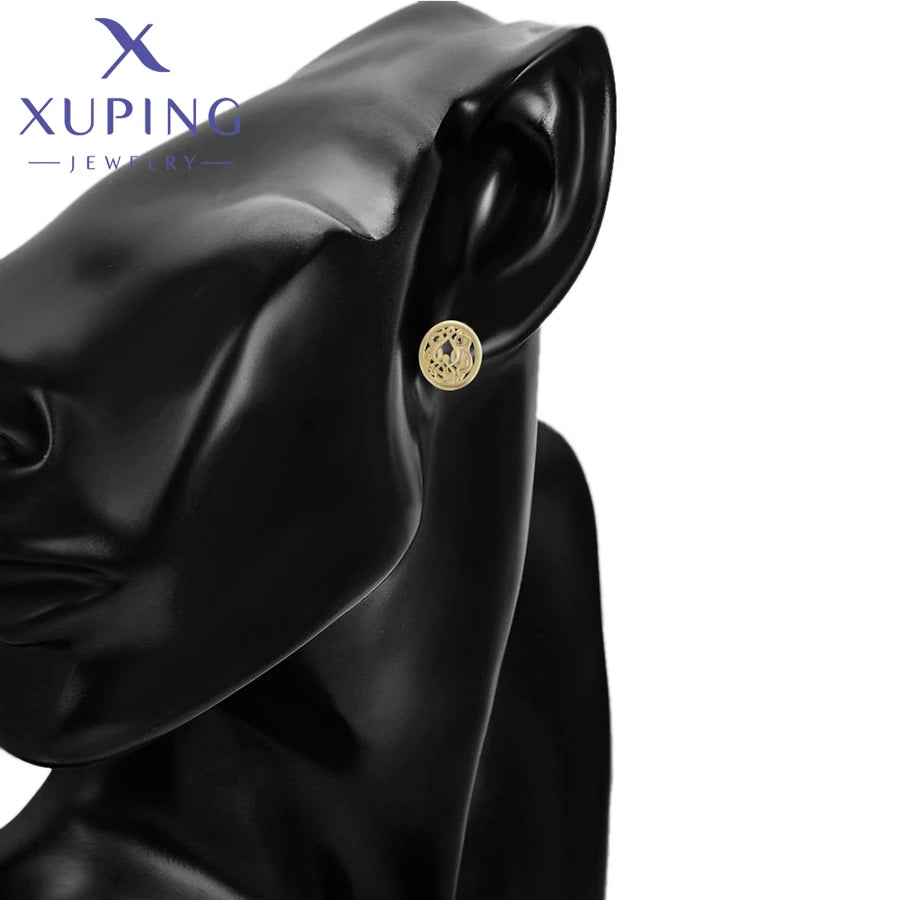 Xuping Jewelry New Arrival Simple No Stone Light Gold Color Hoop Earrings for Women Girl Party Gift X000704213