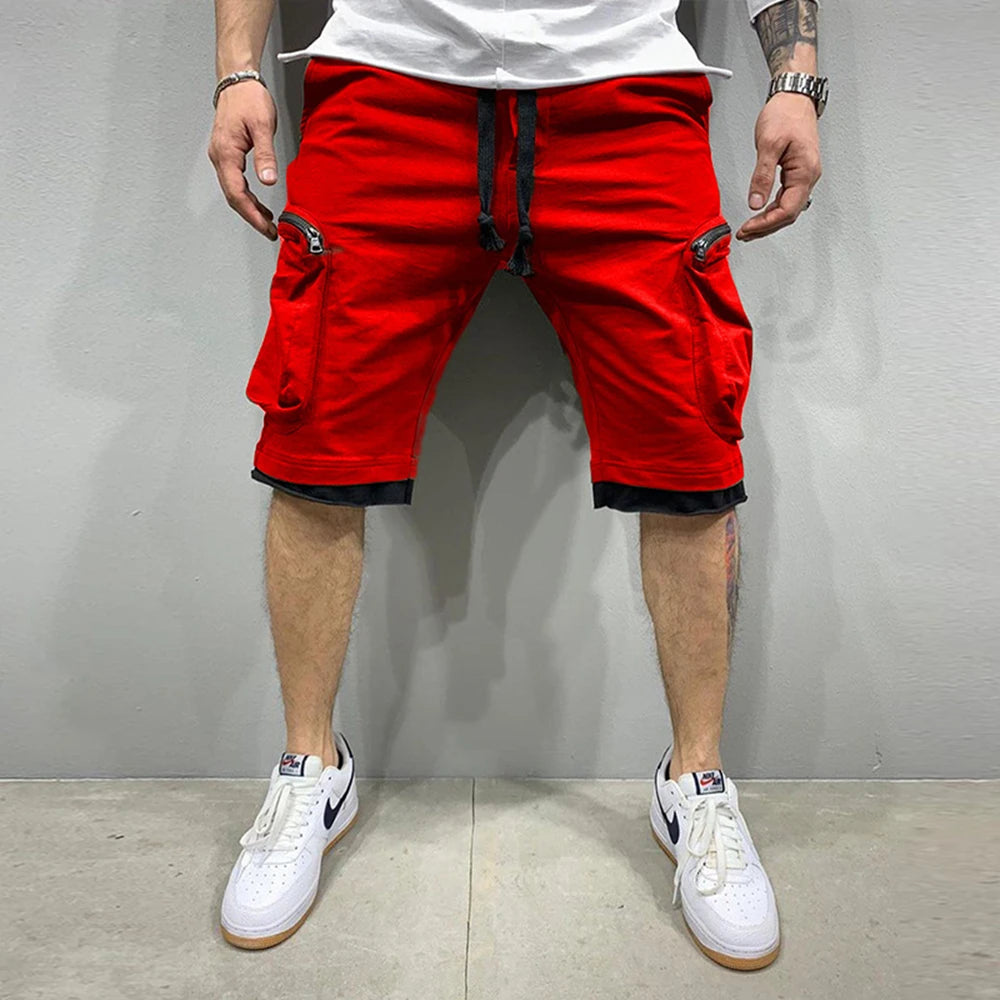 Mens Summer Cargo Shorts Cotton Workout Fitness Shorts Breathable Jogger Training Gyms Bodybuilding Multi Pocket Yellow Shorts - World Bazaar Life