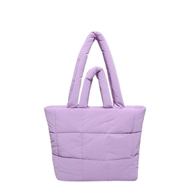 Puffer Tote Bag for Women Lightweight Down Cotton Padded Crossbody Bag Large Capacity Handbag Puffy Purse for Shopping Travel ?-World Bazaar Life