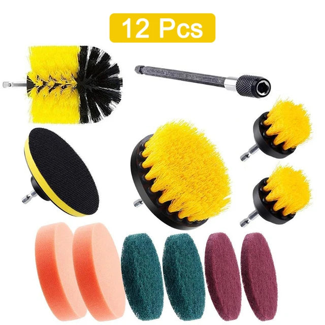 UNTIOR Electric Drill Brush Kit Power Scrubber Brush Attachments Set Scrub Wash Brushes Tools for Car Floor Tires Toilet Cleanin-World Bazaar Life