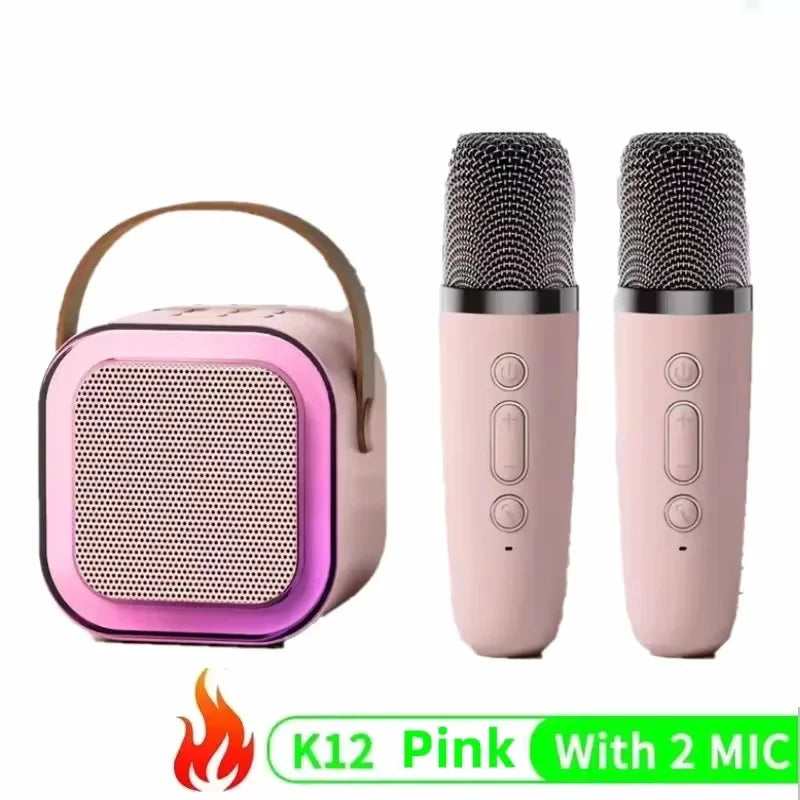 K12 Bluetooth Karaoke Machine Portable 5.3 PA Speaker System with 1-2 Wireless Microphones Home Family Singing Children's Gifts-World Bazaar Life