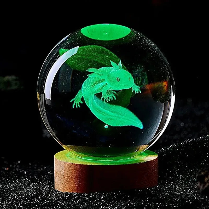 3D Axolotl Laser Engraved Crystal Night Light - Perfect Gift for Kids & Loved Ones-World Bazaar Life