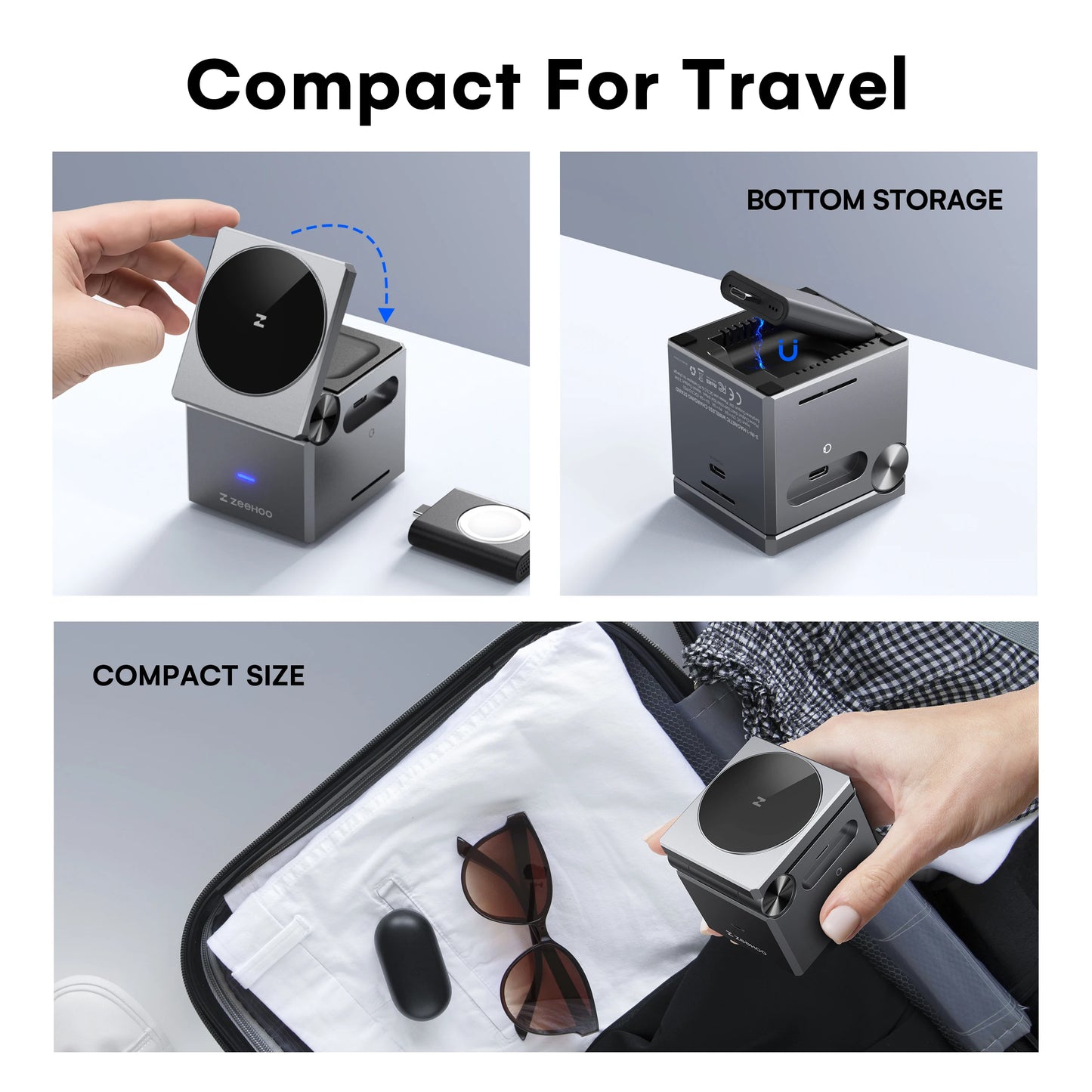ZeeHoo 3-in-1 Charging Station for iPhone, MagSafe Wireless Stand - World Bazaar Life