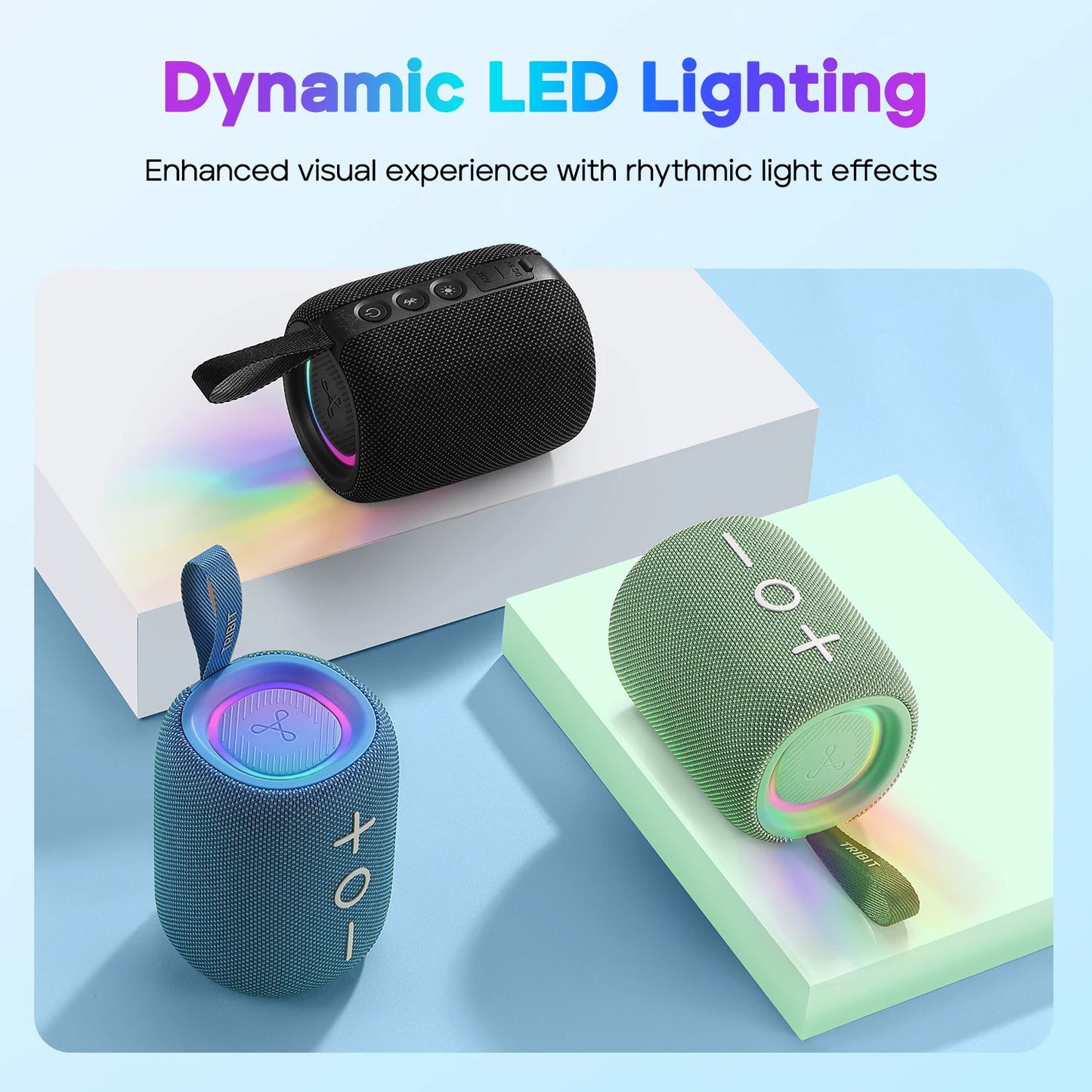 TRIBIT StormBox Mini Bluetooth Speaker, 12W 360° Sound With XBass, LEDs, 12 Hours playtimes, IPX7 Waterproof, For Hiking/Outdoor-World Bazaar Life