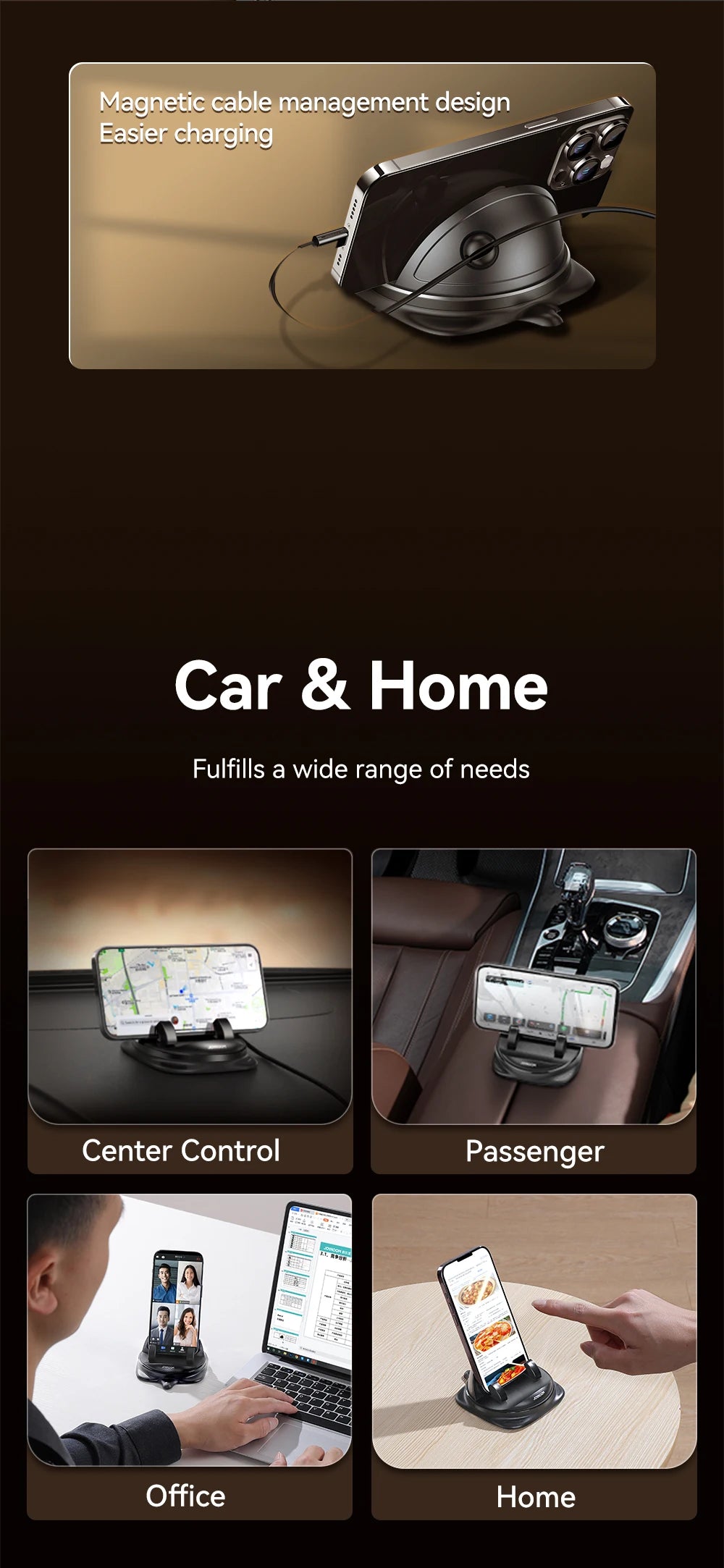 Joyroom Dashboard Car Phone Holder Universal 360° Rotation Silicone Phone Mount One-Handed Operation Phone Holder For Car Use - World Bazaar Life