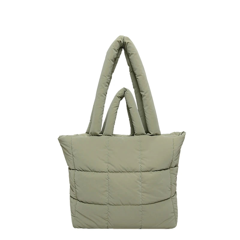 Puffer Tote Bag for Women Lightweight Down Cotton Padded Crossbody Bag Large Capacity Handbag Puffy Purse for Shopping Travel 