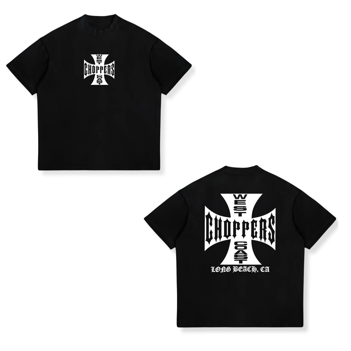 West Coast Choppers Cross Frame Print Tshirt Male Hip Hop Streetwear Oversized T-shirts Fashion Tees Men's Fleece Short Sleeve-World Bazaar Life