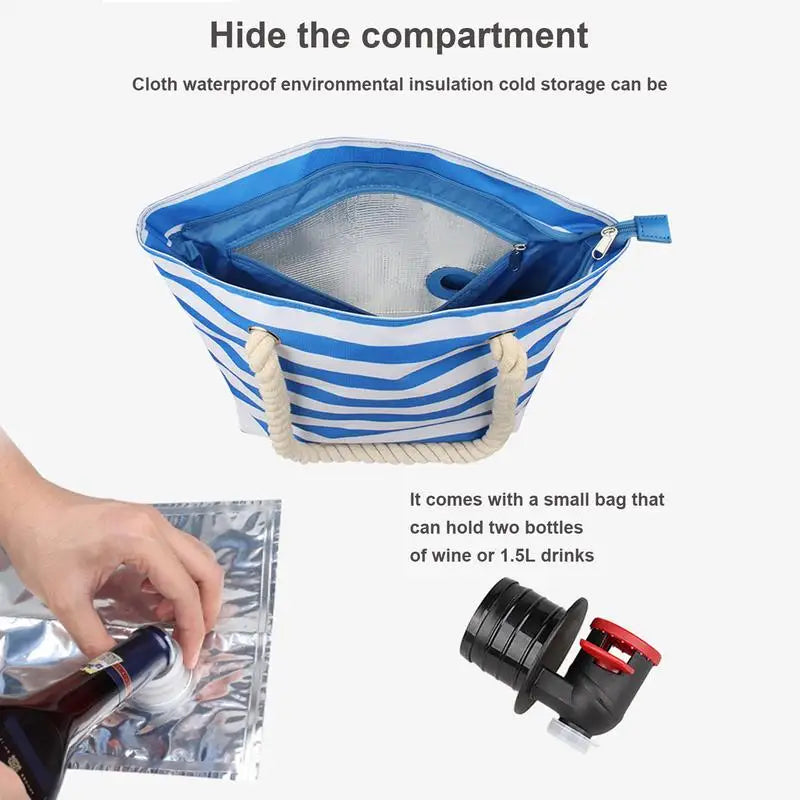 Wine Tote with Drink Dispenser Insulated Cooler Bag with Leakproof & Insulated Compartment Insulated Tote Shoulder Bag for Beach-World Bazaar Life