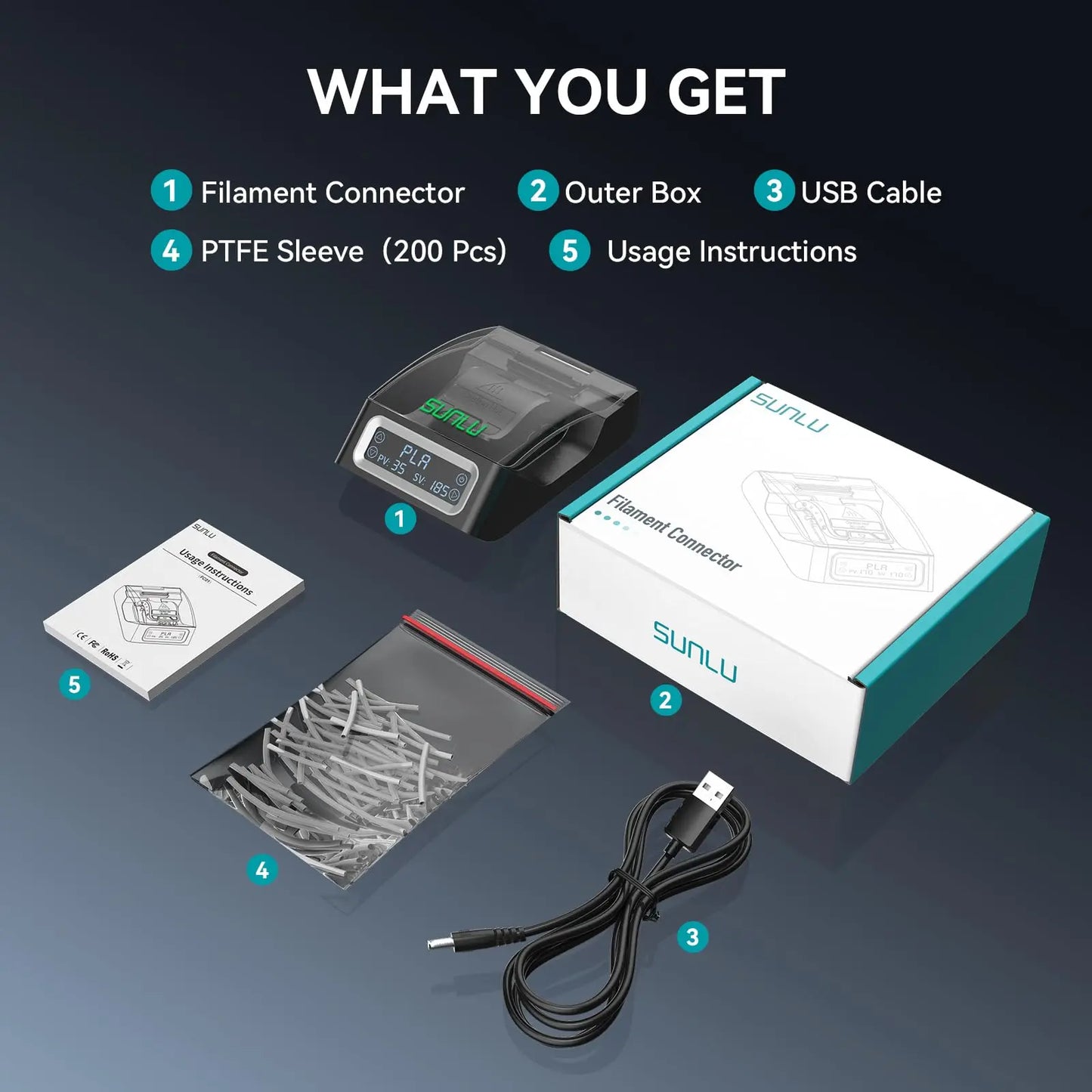 SUNLU Official filament connector 1.75mm For PLA/PETG/TPU/ABS/PA/Nylon filament connect Fast Welding 3D Printer filament - World Bazaar Life