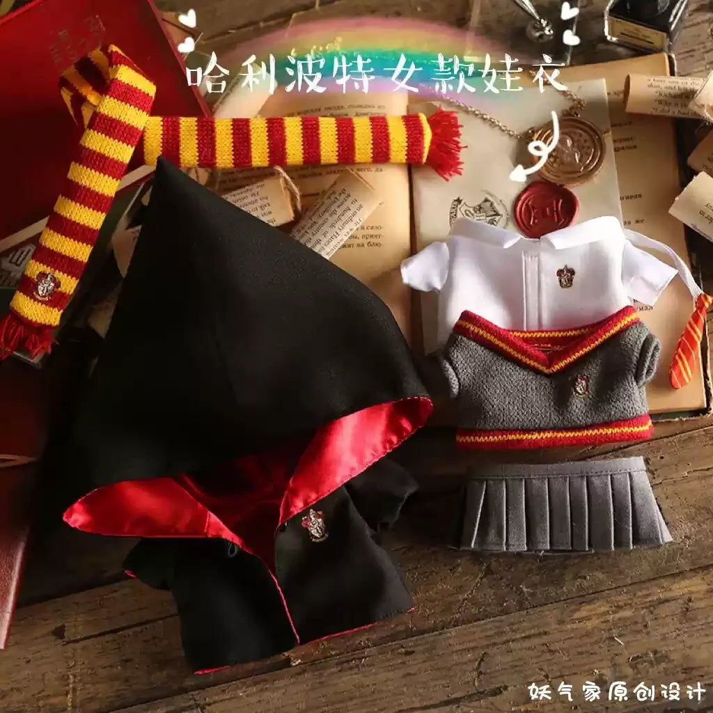 17cm Labubu Fashion Cloak Set Vinyl Doll Clothing Decoration Magic Academy Style Clothing Shoes Glasses Accessories Gifts