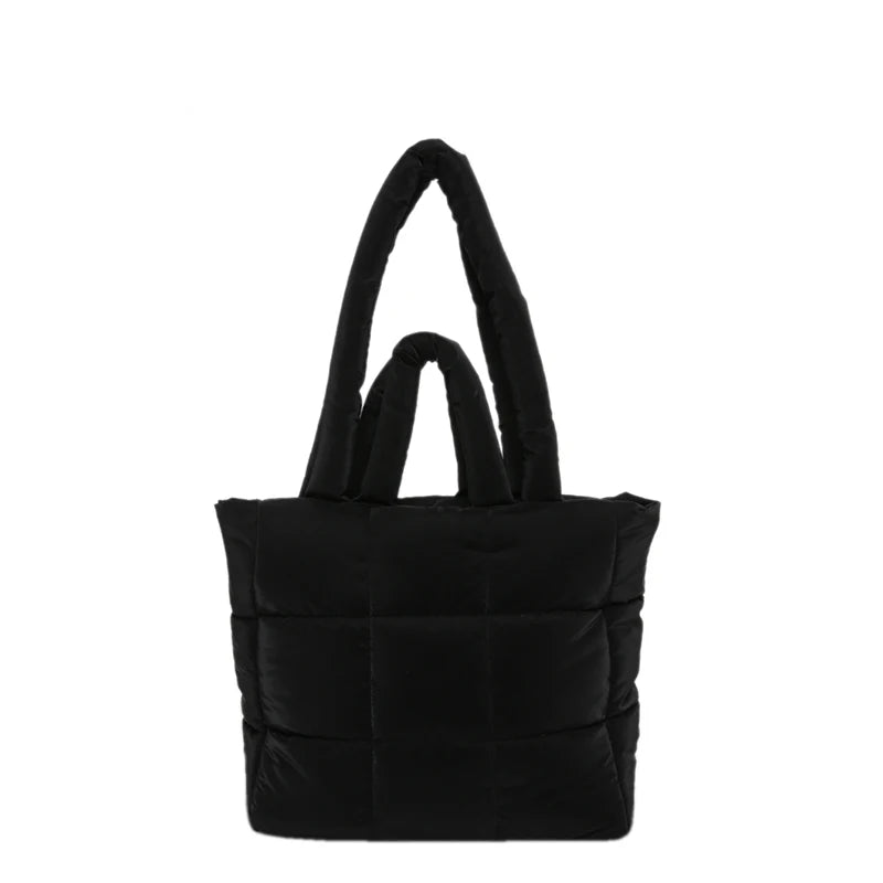 Puffer Tote Bag for Women Lightweight Down Cotton Padded Crossbody Bag Large Capacity Handbag Puffy Purse for Shopping Travel 