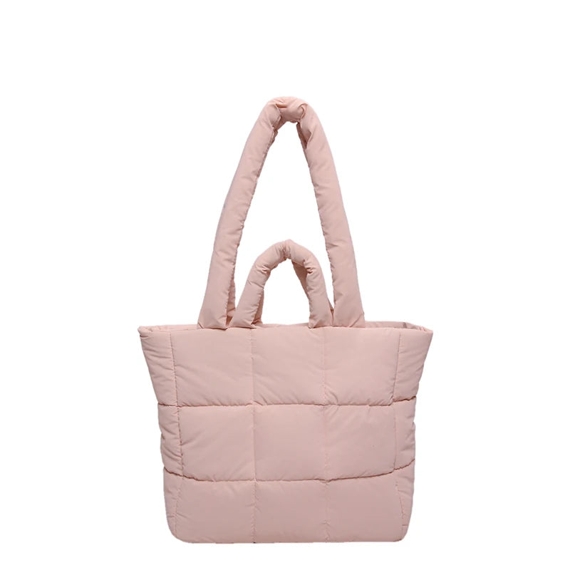 Puffer Tote Bag for Women Lightweight Down Cotton Padded Crossbody Bag Large Capacity Handbag Puffy Purse for Shopping Travel 