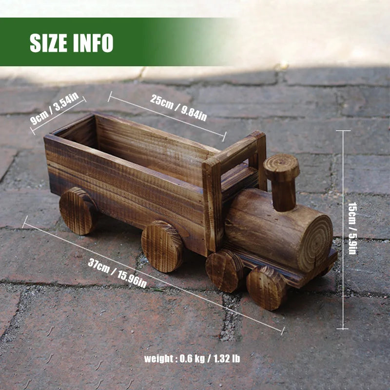 1pcs Wooden Cart Flowerpot Succulents Ornament Creative Garden Home Bedroom Shop Window Plants Wheelbarrow Planter Decor Pot