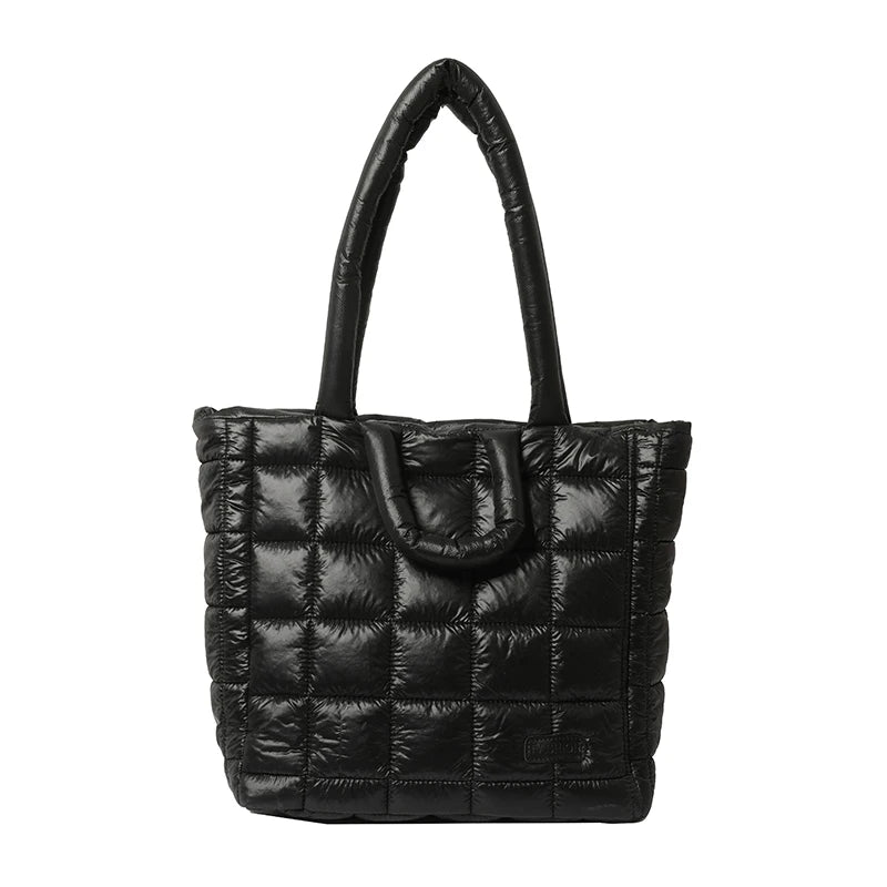 Puffer Tote Bag for Women Lightweight Down Cotton Padded Crossbody Bag Large Capacity Handbag Puffy Purse for Shopping Travel ?-World Bazaar Life