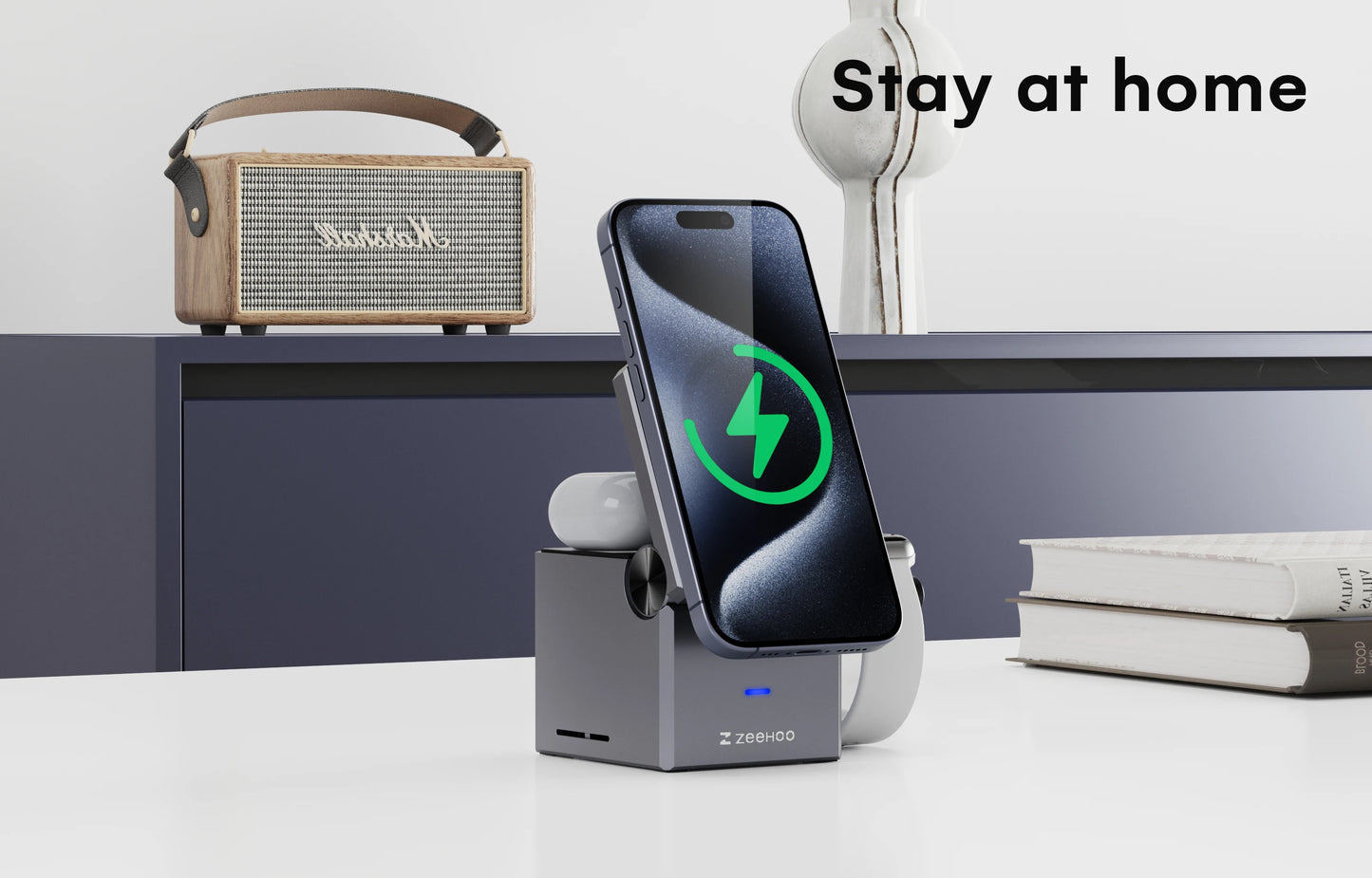 ZeeHoo 3-in-1 Charging Station for iPhone, MagSafe Wireless Stand - World Bazaar Life