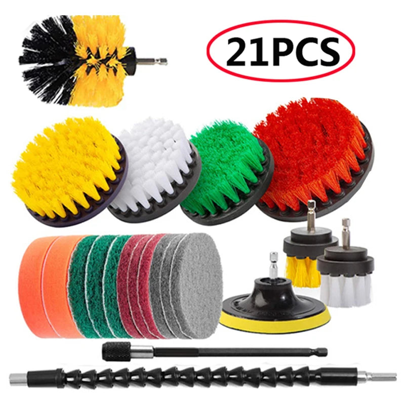 UNTIOR Electric Drill Brush Kit Power Scrubber Brush Attachments Set Scrub Wash Brushes Tools for Car Floor Tires Toilet Cleanin-World Bazaar Life