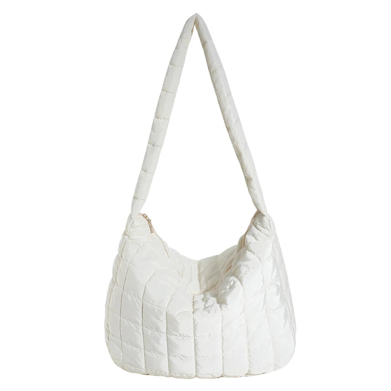 Puffer Tote Bag for Women Lightweight Down Cotton Padded Crossbody Bag Large Capacity Handbag Puffy Purse for Shopping Travel 