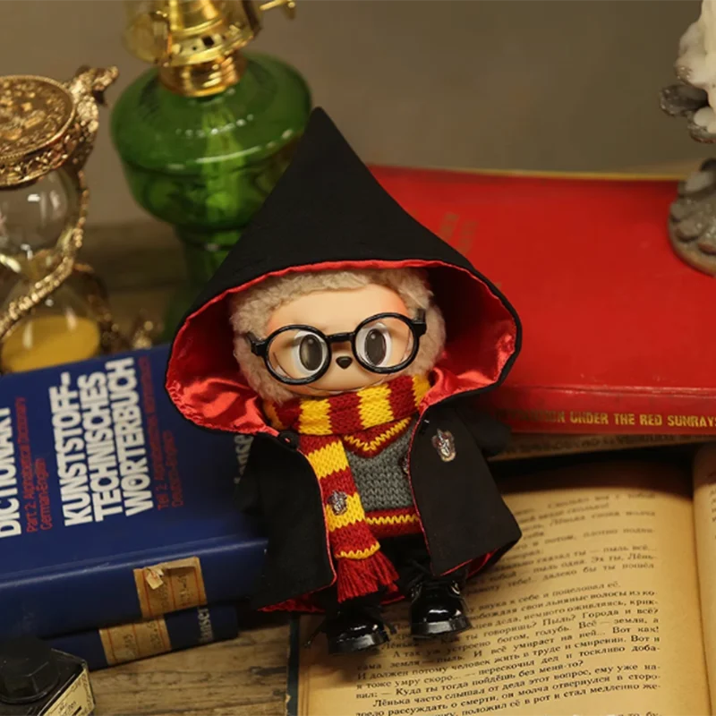 17cm Labubu Fashion Cloak Set Vinyl Doll Clothing Decoration Magic Academy Style Clothing Shoes Glasses Accessories Gifts