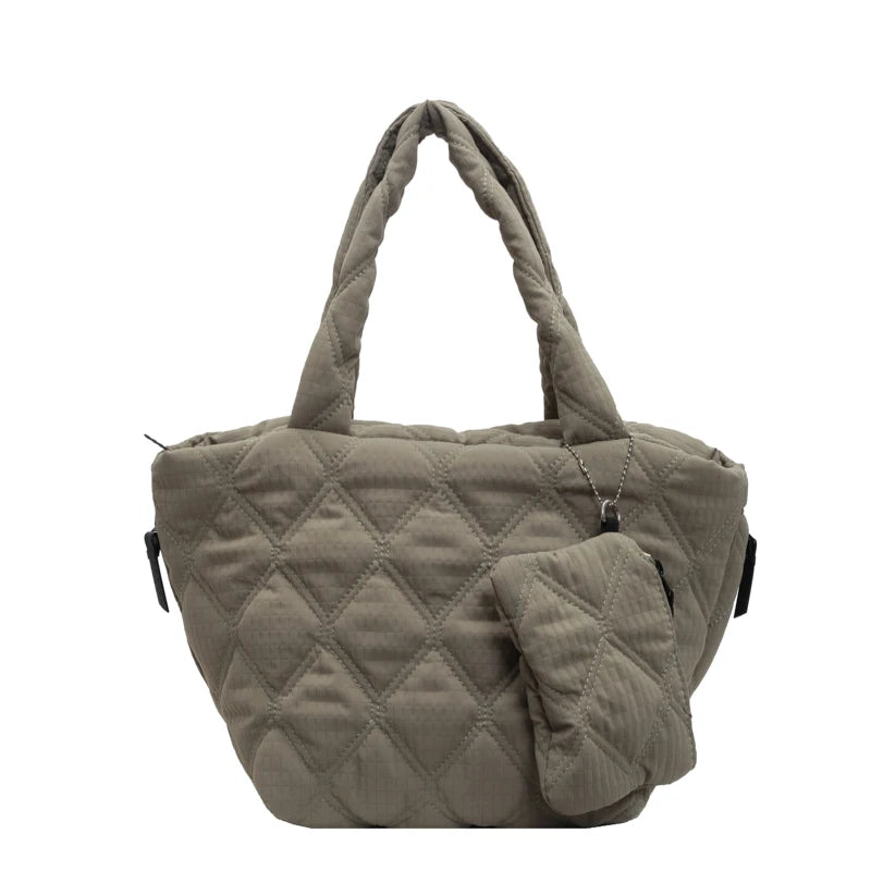 Puffer Tote Bag for Women Lightweight Down Cotton Padded Crossbody Bag Large Capacity Handbag Puffy Purse for Shopping Travel 