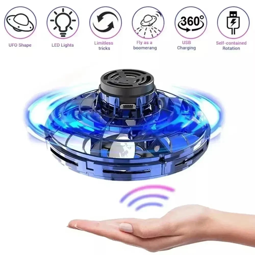 UFO Fingertip Gyroscope Sensing Toy, Fun Floating Luminous Gyroscope Stress Reducing Toy Children's Birthday Toy Gift