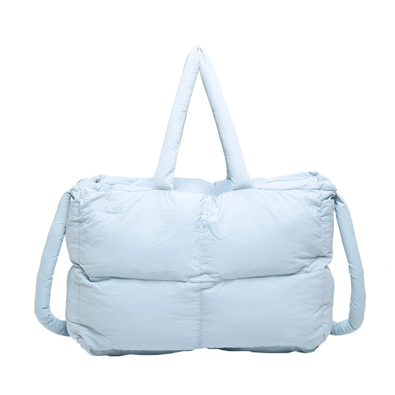 Puffer Tote Bag for Women Lightweight Down Cotton Padded Crossbody Bag Large Capacity Handbag Puffy Purse for Shopping Travel ?-World Bazaar Life