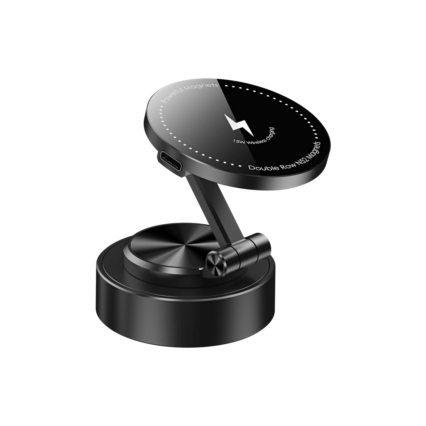 Double Sides Car Phone Holder Magnetic Vacuum Adsorption Bracket with Wireless Charger 360 degree Rotating Car Phone Stand