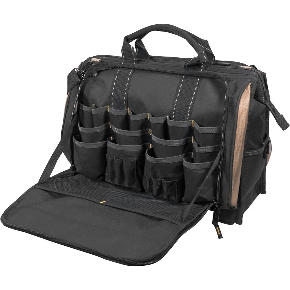 Heavy Duty Tool Bag with 50 Pockets for Organized Storage.