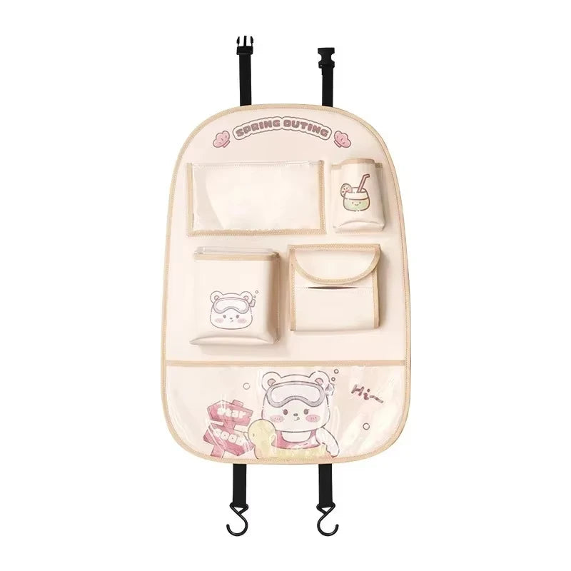 Car Seat Back Storage Bag Hanging Anti-Kick Pad With Handle Anti-Wear Universal Car Back Storage Bag Cute Children-World Bazaar Life