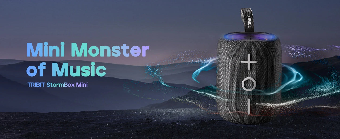TRIBIT StormBox Mini Bluetooth Speaker, 12W 360° Sound With XBass, LEDs, 12 Hours playtimes, IPX7 Waterproof, For Hiking/Outdoor-World Bazaar Life
