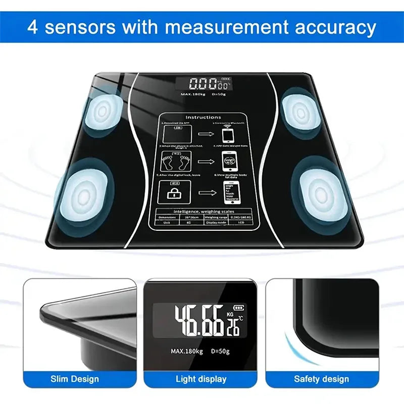Smart Bluetooth Body Fat Scale Weight Loss Precision Electronic Scale with Mobile App for Home Fitness Tracking