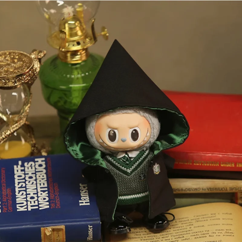 17cm Labubu Fashion Cloak Set Vinyl Doll Clothing Decoration Magic Academy Style Clothing Shoes Glasses Accessories Gifts