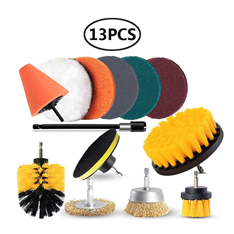 UNTIOR Electric Drill Brush Kit Power Scrubber Brush Attachments Set Scrub Wash Brushes Tools for Car Floor Tires Toilet Cleanin-World Bazaar Life