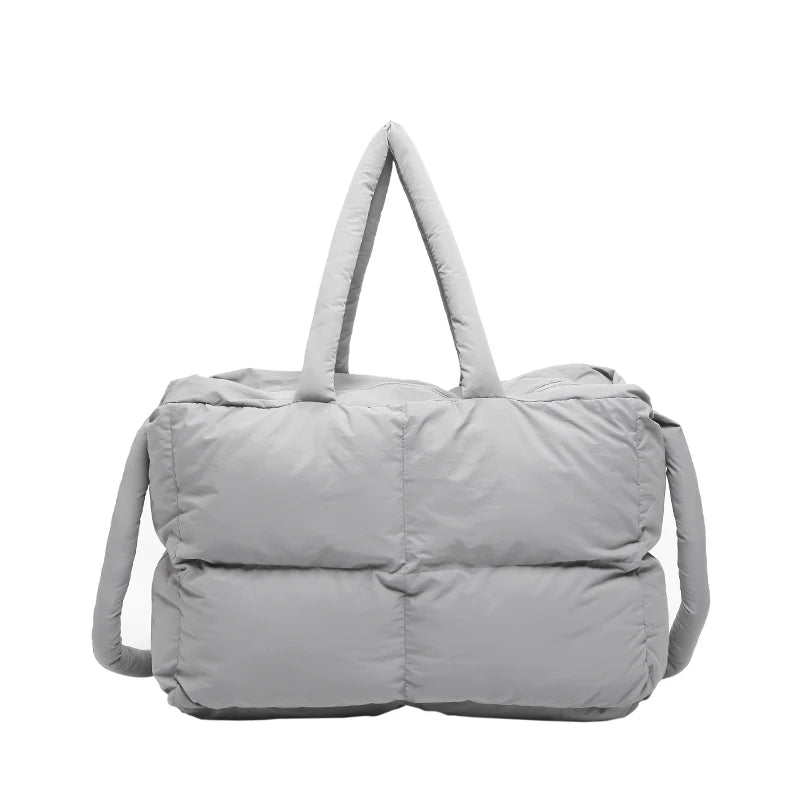 Puffer Tote Bag for Women Lightweight Down Cotton Padded Crossbody Bag Large Capacity Handbag Puffy Purse for Shopping Travel 