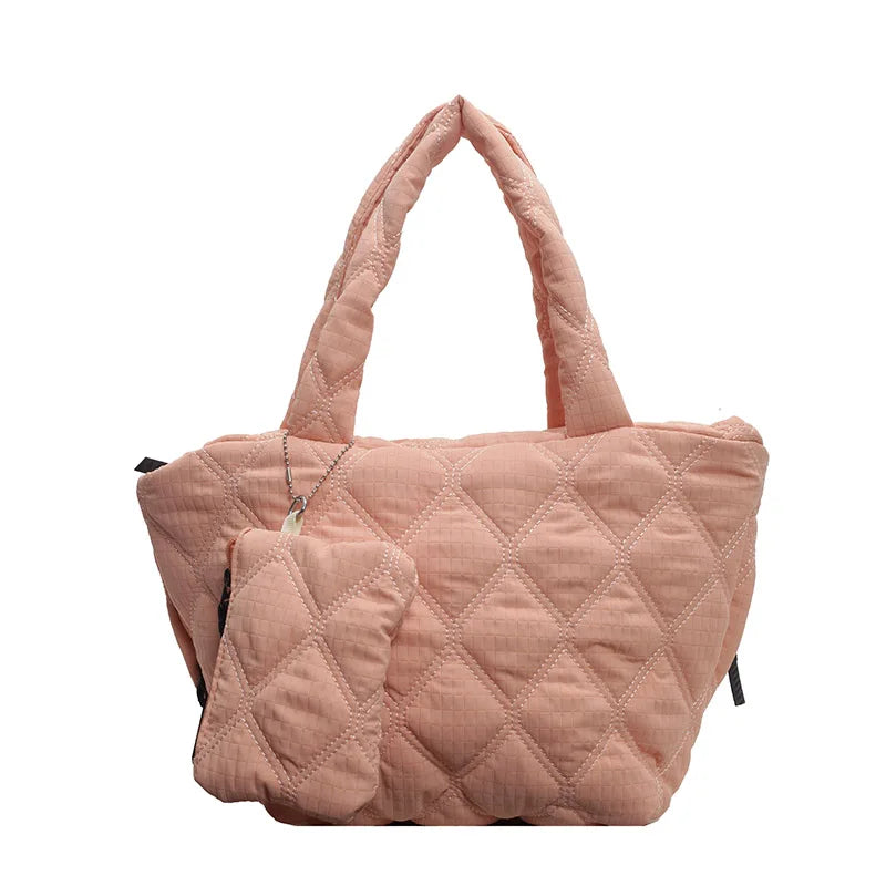 Puffer Tote Bag for Women Lightweight Down Cotton Padded Crossbody Bag Large Capacity Handbag Puffy Purse for Shopping Travel ?-World Bazaar Life