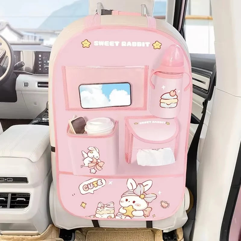 Car Seat Back Storage Bag Hanging Anti-Kick Pad With Handle Anti-Wear Universal Car Back Storage Bag Cute Children-World Bazaar Life