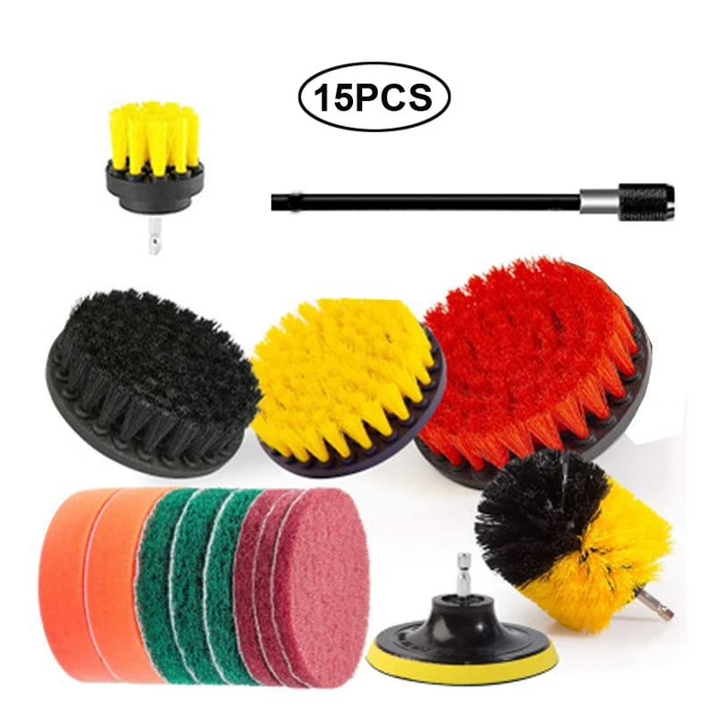 UNTIOR Electric Drill Brush Kit Power Scrubber Brush Attachments Set Scrub Wash Brushes Tools for Car Floor Tires Toilet Cleanin-World Bazaar Life