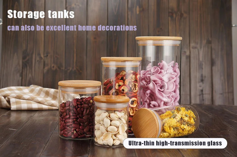 Glass Cereal Storage Jars – Sealed Kitchen Food Containers-World Bazaar Life