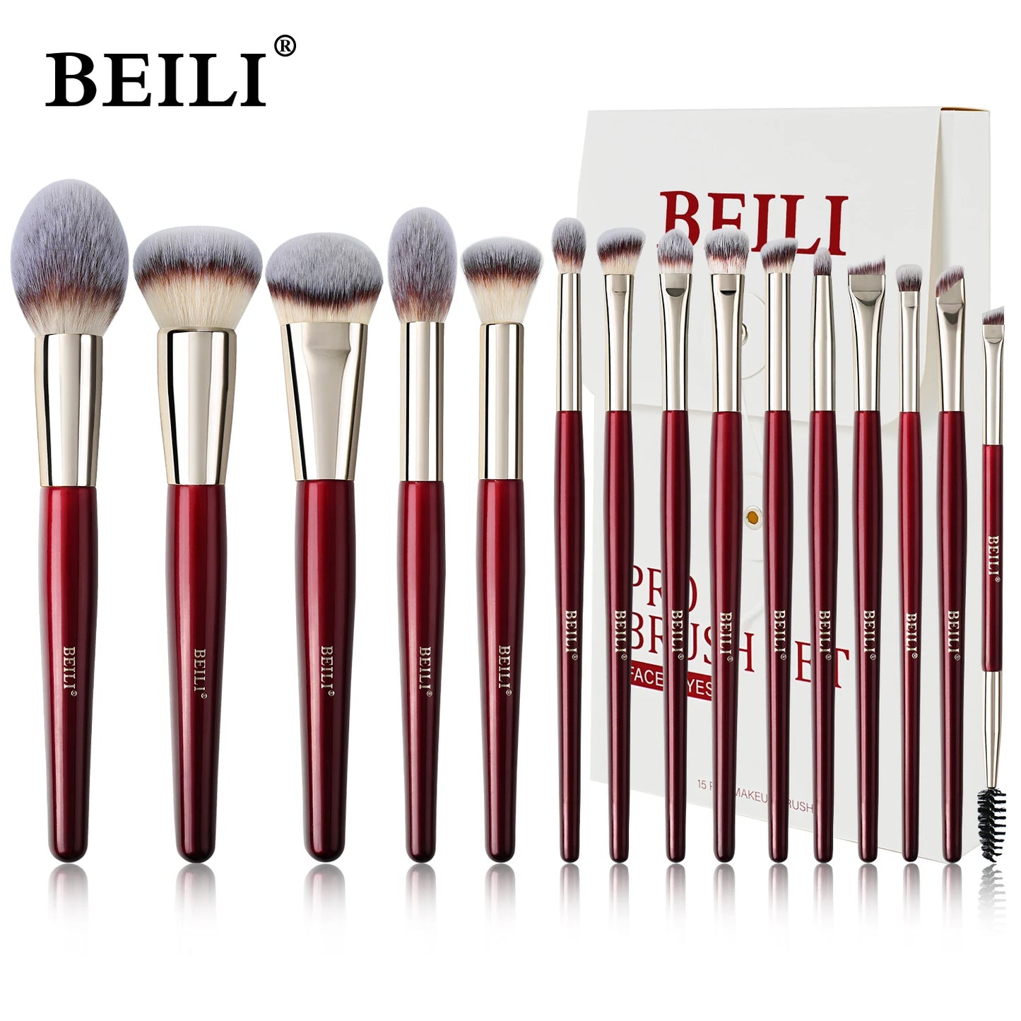 BEILI 9/15/30Pcs Pro Makeup Brushes Suitable for Foundation Powder Concealer Eyeshadow Eyebrow Eyelashes Eyeliner Brush Set-World Bazaar Life