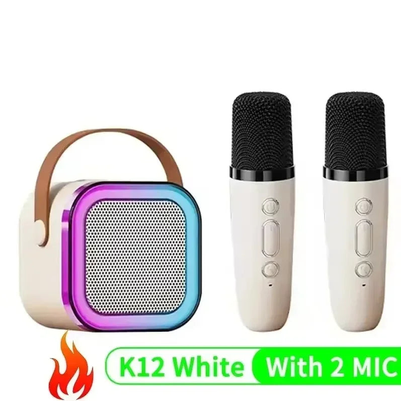 K12 Bluetooth Karaoke Machine Portable 5.3 PA Speaker System with 1-2 Wireless Microphones Home Family Singing Children's Gifts-World Bazaar Life