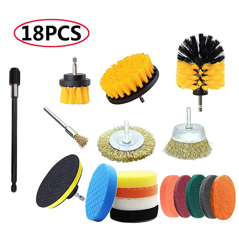 UNTIOR Electric Drill Brush Kit Power Scrubber Brush Attachments Set Scrub Wash Brushes Tools for Car Floor Tires Toilet Cleanin-World Bazaar Life