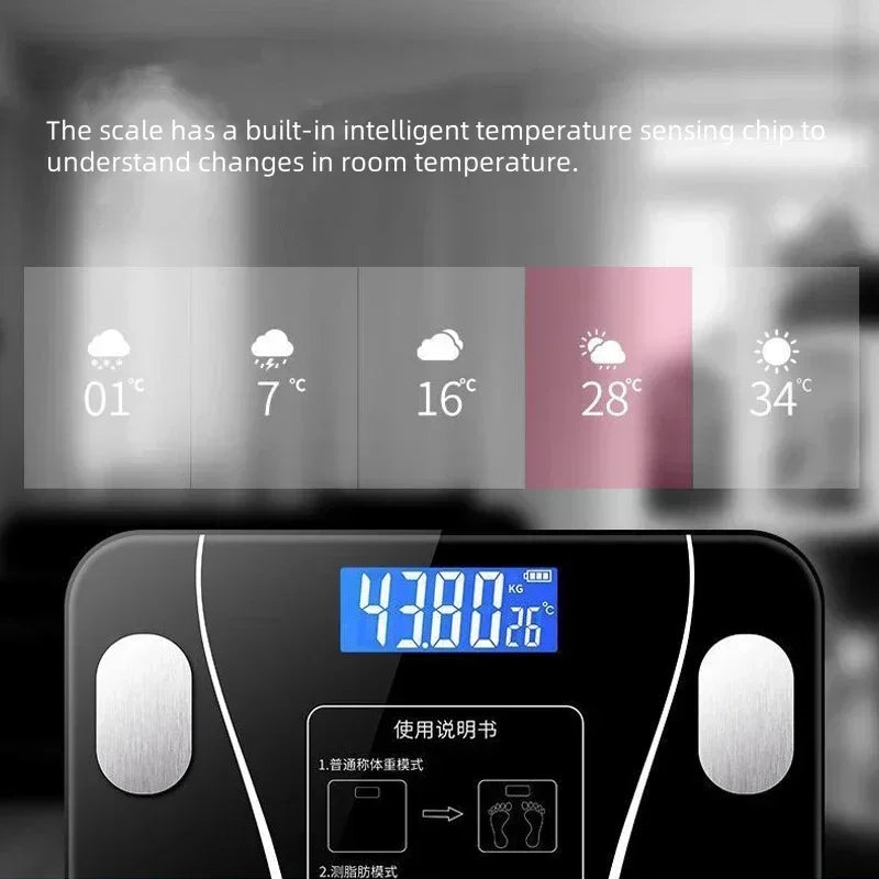 Smart Bluetooth Body Fat Scale Weight Loss Precision Electronic Scale with Mobile App for Home Fitness Tracking