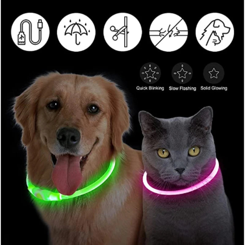 LED Glow USB Dog Collar – Adjustable & Rechargeable Safety Light for Pets