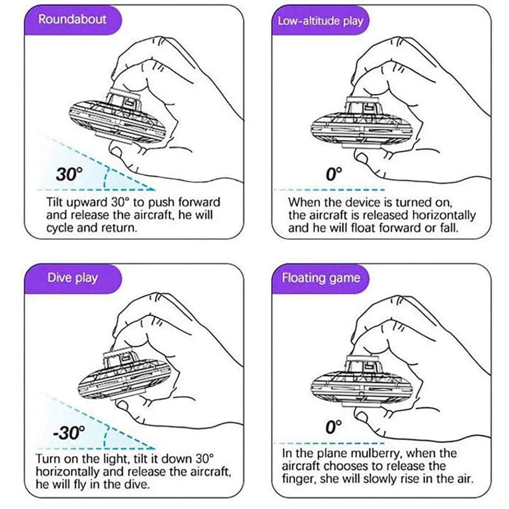 Mini Drone LED UFO Fingertip flying machine induction gyroscope Decompression adult children's toys