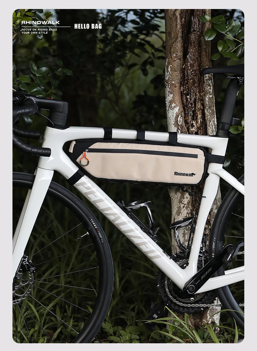 Rhinowalk Bike Frame Bag 2.1L-2.7L Splash-Proof Bicycle Under Tube Bag Triangle Bag Double Sided SBS Zipper Bottom binding syste