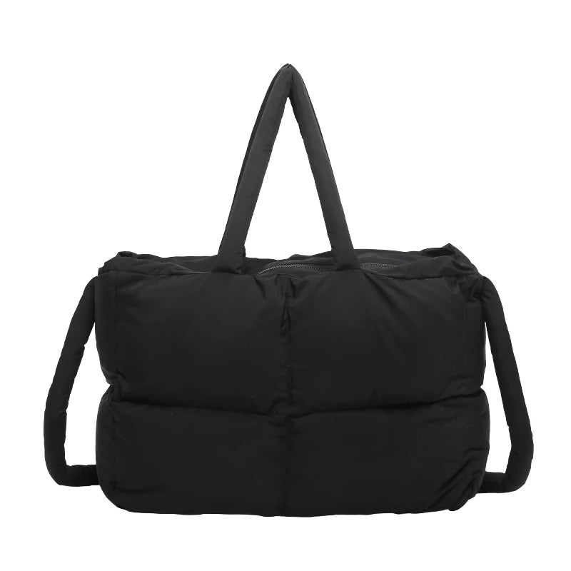 Puffer Tote Bag for Women Lightweight Down Cotton Padded Crossbody Bag Large Capacity Handbag Puffy Purse for Shopping Travel ?-World Bazaar Life